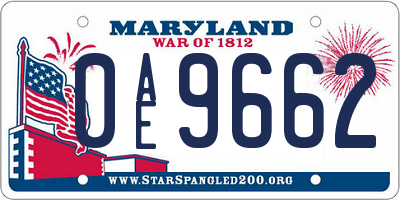 MD license plate 0AE9662