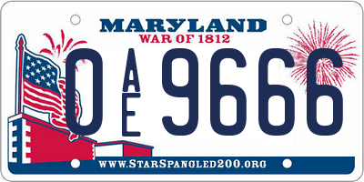 MD license plate 0AE9666