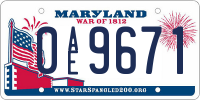 MD license plate 0AE9671
