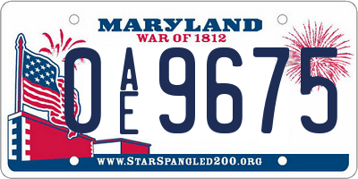 MD license plate 0AE9675
