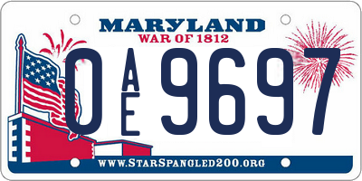 MD license plate 0AE9697