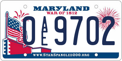 MD license plate 0AE9702