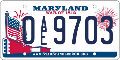 MD license plate 0AE9703