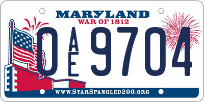 MD license plate 0AE9704