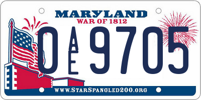 MD license plate 0AE9705