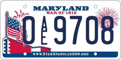 MD license plate 0AE9708