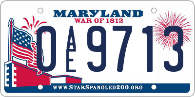 MD license plate 0AE9713
