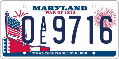 MD license plate 0AE9716