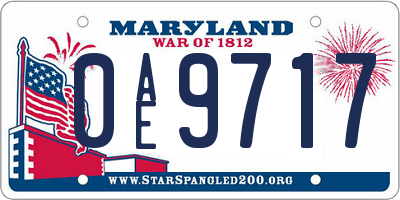 MD license plate 0AE9717