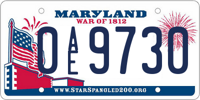 MD license plate 0AE9730
