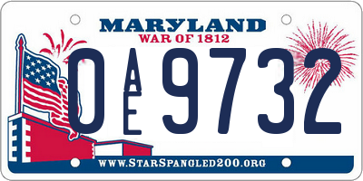 MD license plate 0AE9732