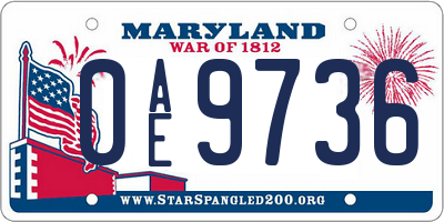 MD license plate 0AE9736