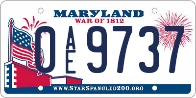MD license plate 0AE9737