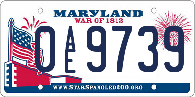 MD license plate 0AE9739