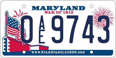 MD license plate 0AE9743