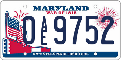 MD license plate 0AE9752