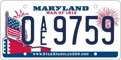 MD license plate 0AE9759