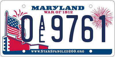 MD license plate 0AE9761