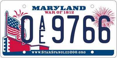 MD license plate 0AE9766