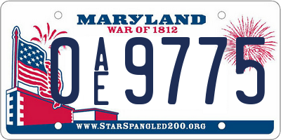 MD license plate 0AE9775