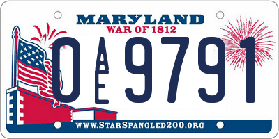 MD license plate 0AE9791