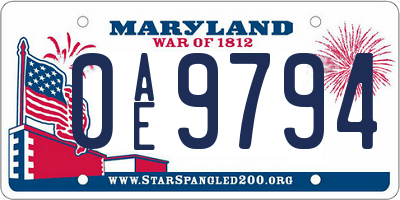 MD license plate 0AE9794