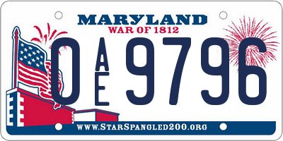 MD license plate 0AE9796