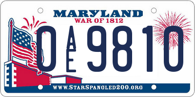 MD license plate 0AE9810