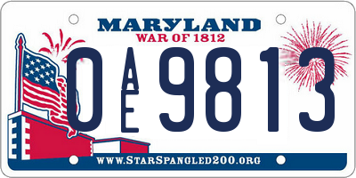 MD license plate 0AE9813