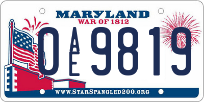 MD license plate 0AE9819