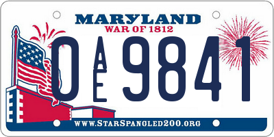 MD license plate 0AE9841