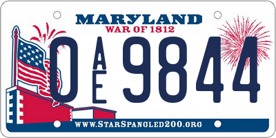 MD license plate 0AE9844
