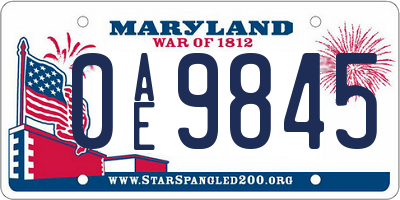 MD license plate 0AE9845