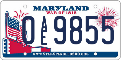 MD license plate 0AE9855