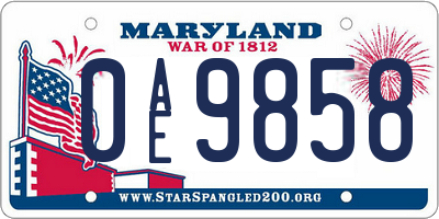 MD license plate 0AE9858