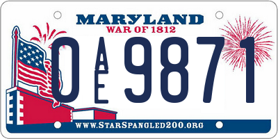 MD license plate 0AE9871