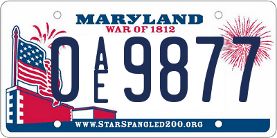 MD license plate 0AE9877