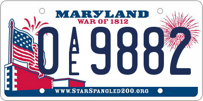 MD license plate 0AE9882