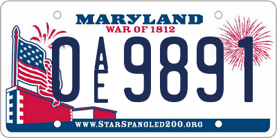 MD license plate 0AE9891