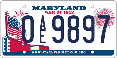 MD license plate 0AE9897
