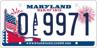 MD license plate 0AE9971