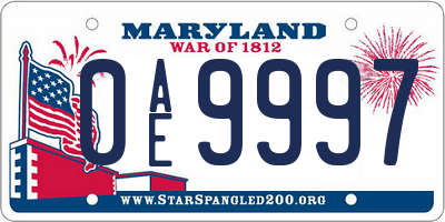 MD license plate 0AE9997