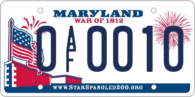 MD license plate 0AF0010