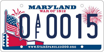 MD license plate 0AF0015