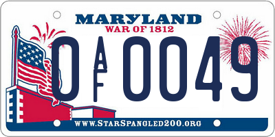 MD license plate 0AF0049