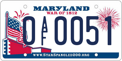 MD license plate 0AF0051