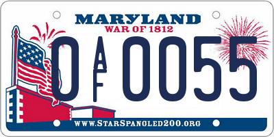 MD license plate 0AF0055