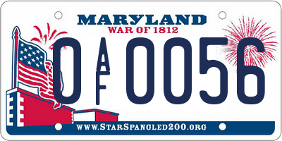 MD license plate 0AF0056