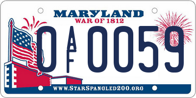 MD license plate 0AF0059