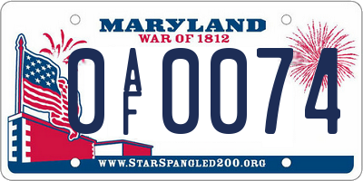 MD license plate 0AF0074
